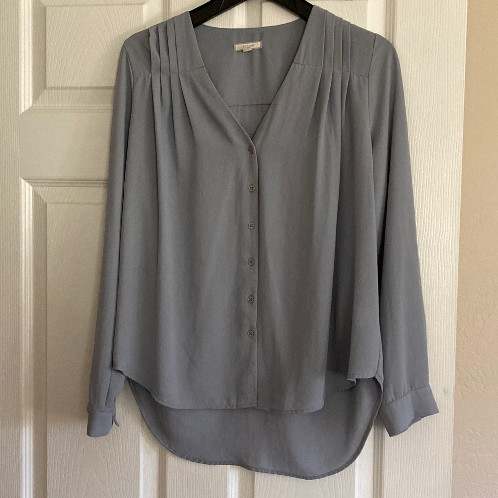 Nordstrom Brand Pleione Gray Button-Down Blouse